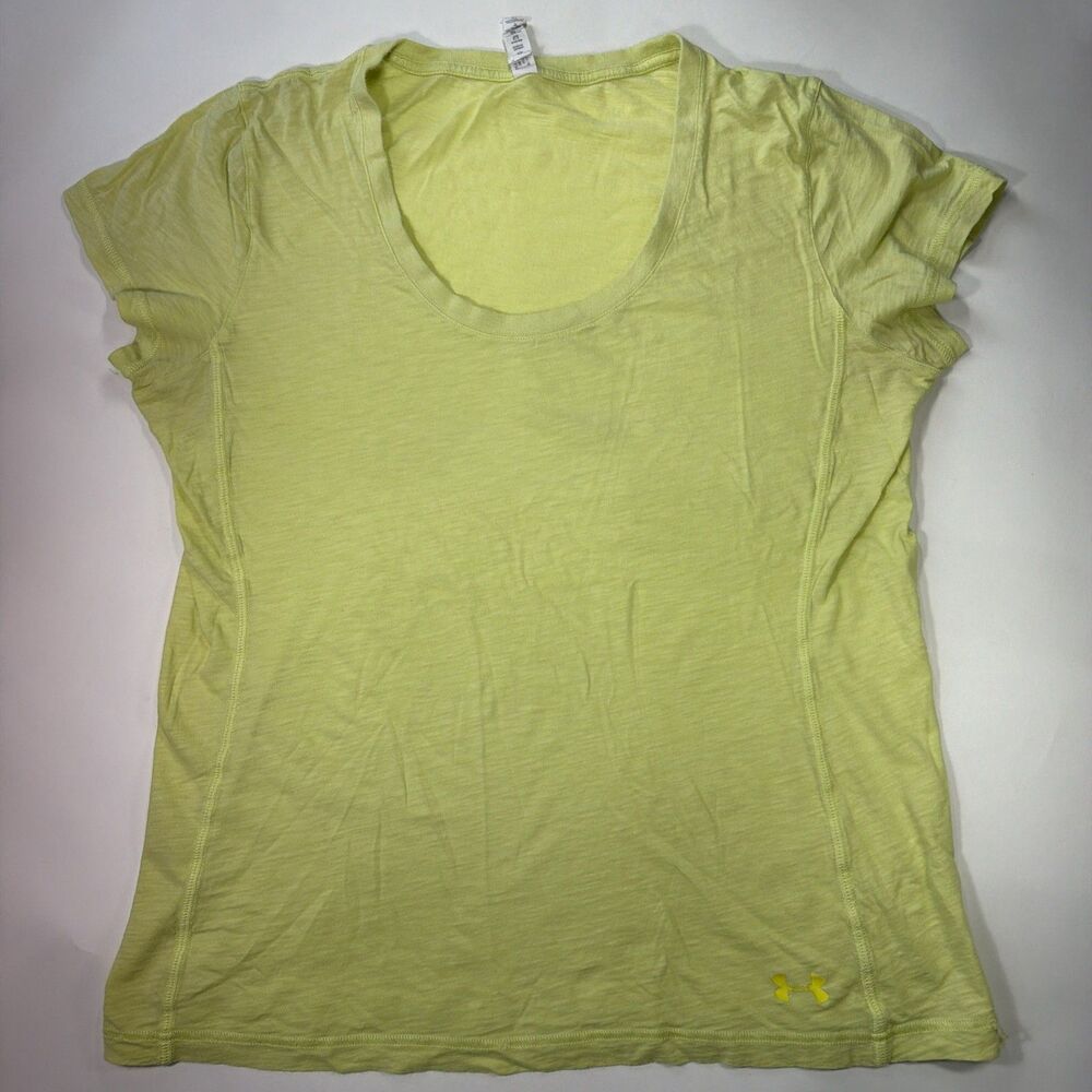 Under Armour Women’s Greenish Yellow Heat Gear T-shirt Size Large
